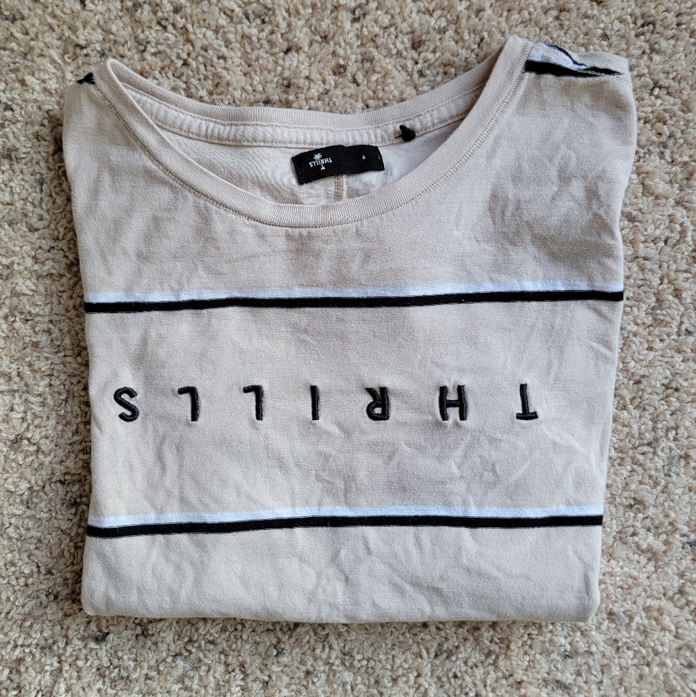 Thrills CO Women's Striped Cream T-Shirt XS